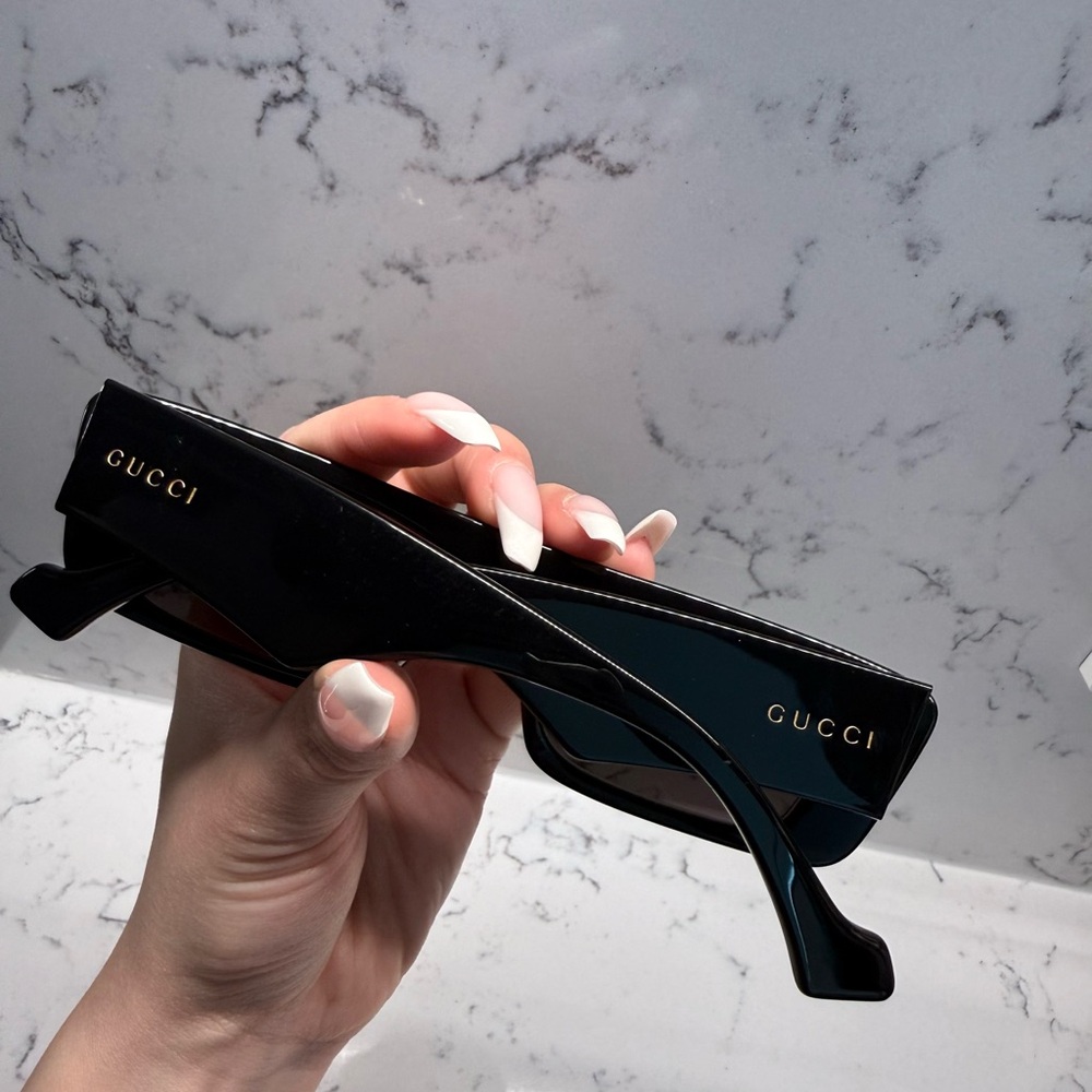 Gucci Dark Rectangular Sunglasses - image 2